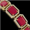 Image 4 : 38.61 CTW Ruby & Diamond Halo Bracelet 10K Yellow Gold - REF-424H5A - 41527