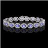 14.25 CTW Tanzanite & Diamond Halo Bracelet 10K White Gold - REF-273A5X - 40460