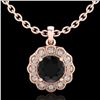 1.15 CTW Fancy Black Diamond Solitaire Art Deco Stud Necklace 18K Rose Gold - REF-89A3X - 37843