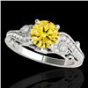 1.5 CTW Certified Si Intense Yellow Diamond Solitaire Antique Ring 10K White Gold - REF-262F8N - 348