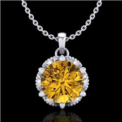 1.36 CTW Intense Fancy Yellow Diamond Art Deco Stud Necklace 18K White Gold - REF-180Y2K - 38106