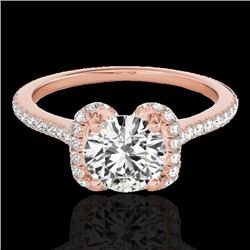 1.33 CTW H-SI/I Certified Diamond Solitaire Halo Ring 10K Rose Gold - REF-163K5W - 33290