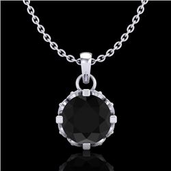0.85 CTW Fancy Black Diamond Solitaire Art Deco Stud Necklace 18K White Gold - REF-81H8A - 37366