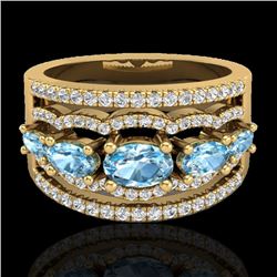 2.25 CTW Sky Blue Topaz & Micro Pave VS/SI Diamond Designer Ring 10K Yellow Gold - REF-72Y2K - 20796