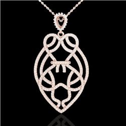 1.80 CTW Micro Pave VS/SI Diamond Heart Necklace Designer 14K Rose Gold - REF-144X5T - 21258
