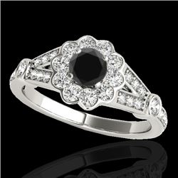 1.65 CTW Certified VS Black Diamond Solitaire Halo Ring 10K White Gold - REF-81H3A - 34035