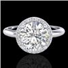 Image 1 : 2 CTW Micro Pave VS/SI Diamond Ring Designer Halo 18K White Gold - REF-948A2X - 23209