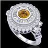 Image 1 : 2.03 CTW Intense Fancy Yellow Diamond Engagement Art Deco Ring 18K White Gold - REF-245N5Y - 37903