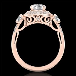 2.05 CTW VS/SI Diamond Solitaire Art Deco 3 Stone Ring 18K Rose Gold - REF-490W9F - 37263