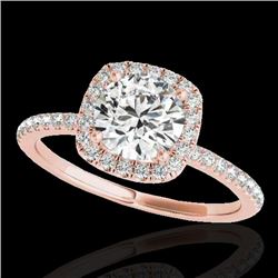1.5 CTW H-SI/I Certified Diamond Solitaire Halo Ring 10K Rose Gold - REF-209F3N - 33335