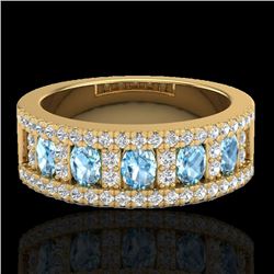 2 CTW Topaz & Micro Pave VS/SI Diamond Designer Inspired Band Ring 10K Yellow Gold - REF-60X4T - 208