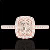 Image 1 : 1.25 CTW Morganite & Micro Pave VS/SI Diamond Halo Ring 10K Rose Gold - REF-40W9F - 22907