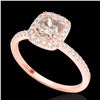 Image 2 : 1.25 CTW Morganite & Micro Pave VS/SI Diamond Halo Ring 10K Rose Gold - REF-40W9F - 22907