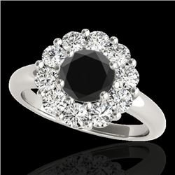 2.09 CTW Certified VS Black Diamond Solitaire Halo Ring 10K White Gold - REF-109M3H - 34426