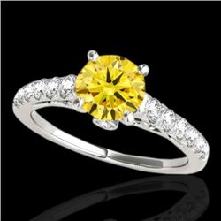 1.75 CTW Certified Si/I Fancy Intense Yellow Diamond Solitaire Ring 10K White Gold - REF-309A3X - 34