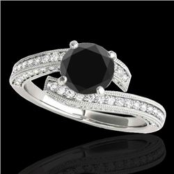 2 CTW Certified VS Black Diamond Bypass Solitaire Ring 10K White Gold - REF-93H6A - 35134