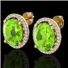 Image 1 : 5 CTW Peridot & Micro Pave VS/SI Diamond Earrings Halo 18K Yellow Gold - REF-82F2N - 21061