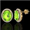 Image 2 : 5 CTW Peridot & Micro Pave VS/SI Diamond Earrings Halo 18K Yellow Gold - REF-82F2N - 21061