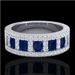 2.34 CTW Sapphire & Micro Pave VS/SI Diamond Inspired Ring 10K White Gold - REF-61N8Y - 20828