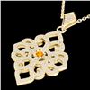 Image 2 : 1.40 CTW Citrine & Micro Pave VS/SI Diamond Designer Necklace 14K Yellow Gold - REF-127M3H - 22554