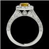 Image 2 : 2.22 CTW Certified Si/I Fancy Intense Yellow Diamond Solitaire Halo Ring 10K White Gold - REF-281W8F