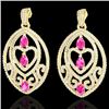Image 1 : 7 CTW Sapphire Pink & Micro Pave VS/SI Diamond Heart Earrings 18K Yellow Gold - REF-381A8X - 21157