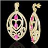 Image 2 : 7 CTW Sapphire Pink & Micro Pave VS/SI Diamond Heart Earrings 18K Yellow Gold - REF-381A8X - 21157
