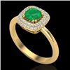 Image 2 : 1.16 CTW Emerald & Micro VS/SI Diamond Ring Solitaire Double Halo 18K Yellow Gold - REF-70N9Y - 2102