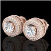 Image 1 : 2.09 CTW VS/SI Diamond Solitaire Art Deco Stud Earrings 18K Rose Gold - REF-254H5A - 37140