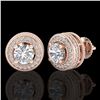 Image 2 : 2.09 CTW VS/SI Diamond Solitaire Art Deco Stud Earrings 18K Rose Gold - REF-254H5A - 37140