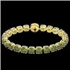 Image 2 : 40 CTW Green Tourmaline & Micro VS/SI Diamond Halo Bracelet 14K Yellow Gold - REF-404N4Y - 23314