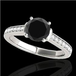 1.5 CTW Certified VS Black Diamond Solitaire Ring 10K White Gold - REF-70F2N - 34928
