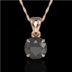 2 CTW Black VS/SI Diamond Inspired Solitaire Necklace 14K Rose Gold - REF-56F4N - 22014