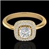 Image 1 : 1.16 CTW Micro Si Cushion Diamond Engagement Ring Solitaire Halo 18K Yellow Gold - REF-149T5M - 2103