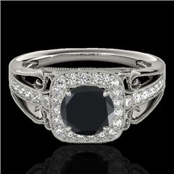 1.3 CTW Certified VS Black Diamond Solitaire Halo Ring 10K White Gold - REF-66Y4K - 33772