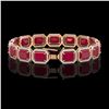 Image 2 : 38.61 CTW Ruby & Diamond Halo Bracelet 10K Rose Gold - REF-424M5H - 41526