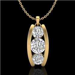 1.07 CTW VS/SI Diamond Art Deco Stud Necklace 18K Yellow Gold - REF-158N2Y - 37015