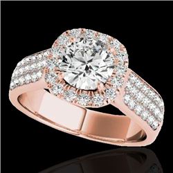 1.8 CTW H-SI/I Certified Diamond Solitaire Halo Ring 10K Rose Gold - REF-258X2T - 34061