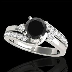 1.5 CTW Certified VS Black Diamond Bypass Solitaire Ring 10K White Gold - REF-74Y4K - 35094