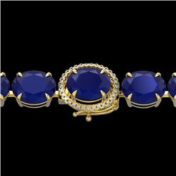 76 CTW Sapphire & Micro Pave VS/SI Diamond Halo Bracelet 14K Yellow Gold - REF-317Y3K - 22278