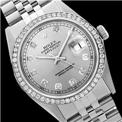 Rolex Men's Stainless Steel, QuickSet, Diamond Dial & Diamond Bezel - REF-521K5T