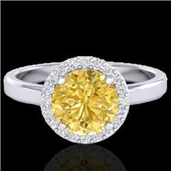 2 CTW Citrine & Halo VS/SI Diamond Micro Pave Ring Solitaire 18K White Gold - REF-48M5H - 21626