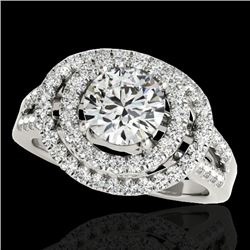 1.75 CTW H-SI/I Certified Diamond Solitaire Halo Ring 10K White Gold - REF-200A2X - 34283