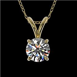 0.53 CTW Certified H-SI/I Quality Diamond Solitaire Necklace 10K Yellow Gold - REF-51A2X - 36722