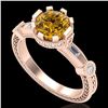 Image 1 : 1.71 CTW Intense Fancy Yellow Diamond Engagement Art Deco Ring 18K Rose Gold - REF-327Y3K - 37862