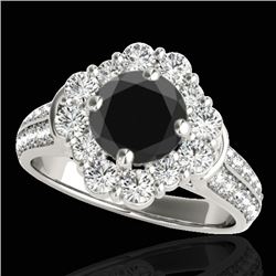 2.16 CTW Certified VS Black Diamond Solitaire Halo Ring 10K White Gold - REF-112Y4K - 33952