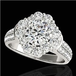 2.81 CTW H-SI/I Certified Diamond Solitaire Halo Ring 10K White Gold - REF-409F3N - 33958