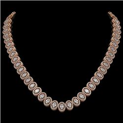 34.72 CTW Oval Diamond Designer Necklace 18K Rose Gold - REF-6267X8T - 42759