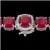 Image 1 : 46 CTW Ruby & Micro Pave VS/SI Diamond Halo Designer Bracelet 14K White Gold - REF-254N5Y - 23322