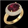 Image 1 : 4.50 CTW Garnet & Micro Pave VS/SI Diamond Ring 18K Yellow Gold - REF-98X4T - 20917